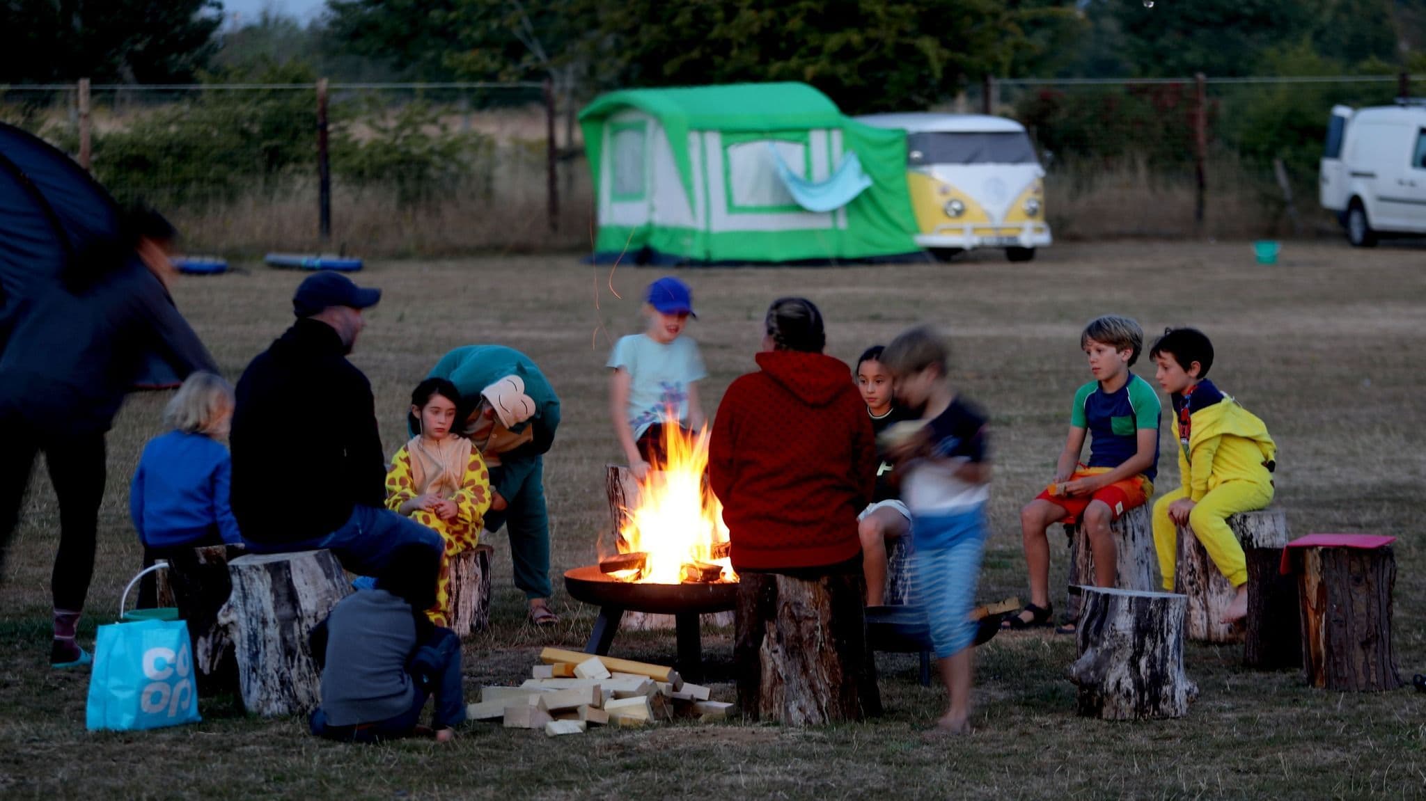 meadow farm camping camp fire day